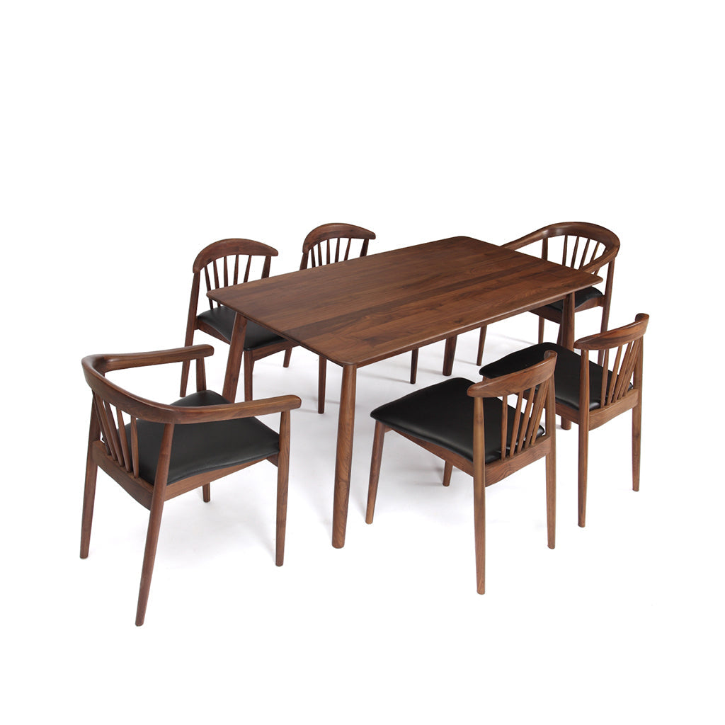 Kendra 1.8M Dining Table + 4 Side Chairs + 2 Arm Chairs Leather L079 (Set)
