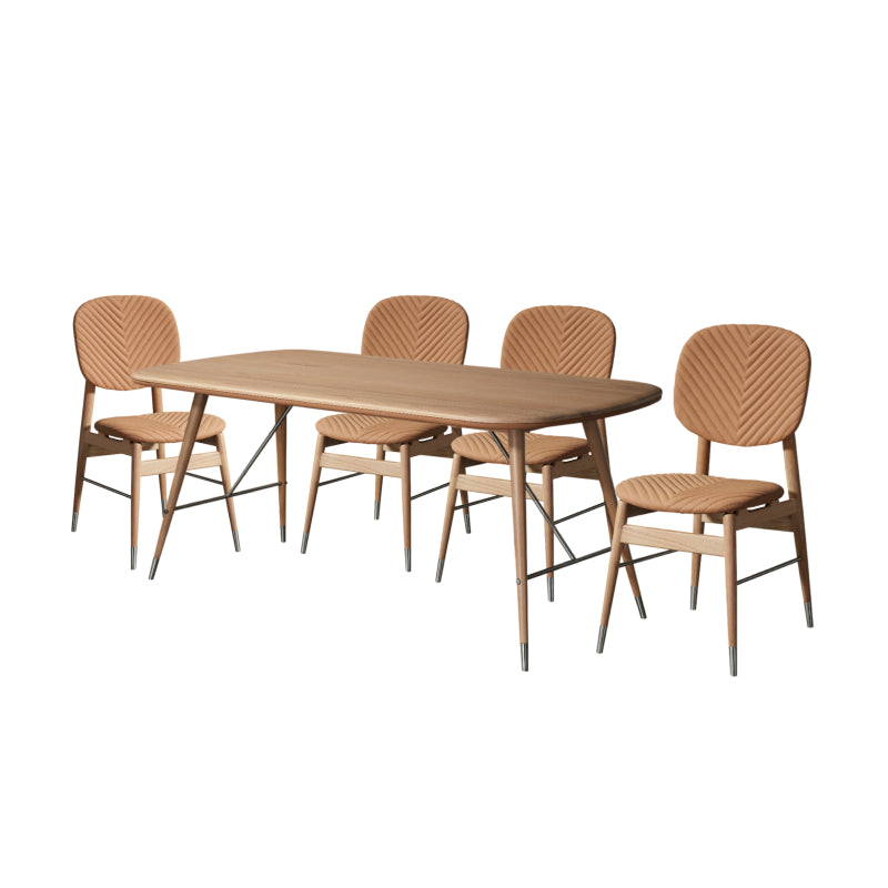 Volta 1.8M Oak Dining Table + 4 Oak Side Chairs Leather L158 (Set)