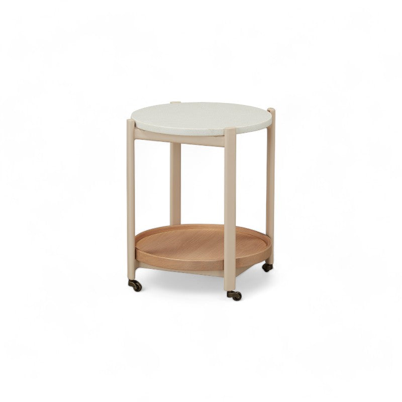 Creme Round End Table