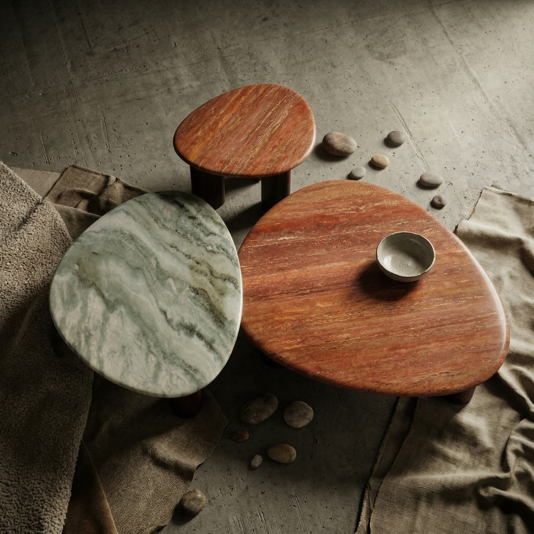 Dune Marble-Top Pebble Coffee Table (M)
