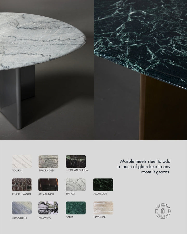 Stealth Grid Marble-Top Dining Table - Double Dome