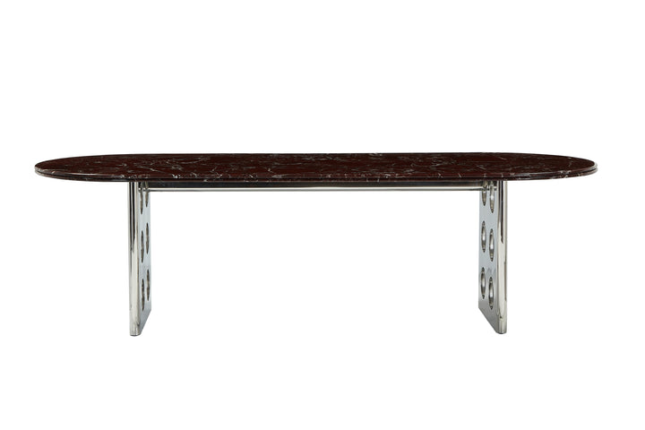Stealth Grid Marble-Top Dining Table - Rectangle