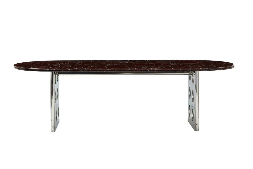 Stealth Grid Marble-Top Dining Table - Double Dome