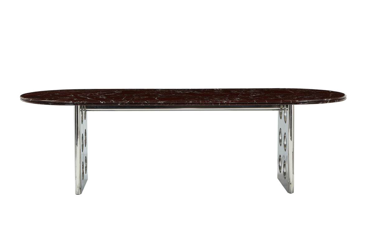 Stealth Grid Marble-Top Dining Table - Double Rectangle