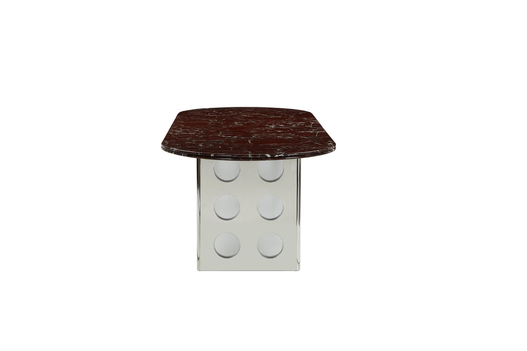 Stealth Grid Marble-Top Dining Table - Double Rectangle