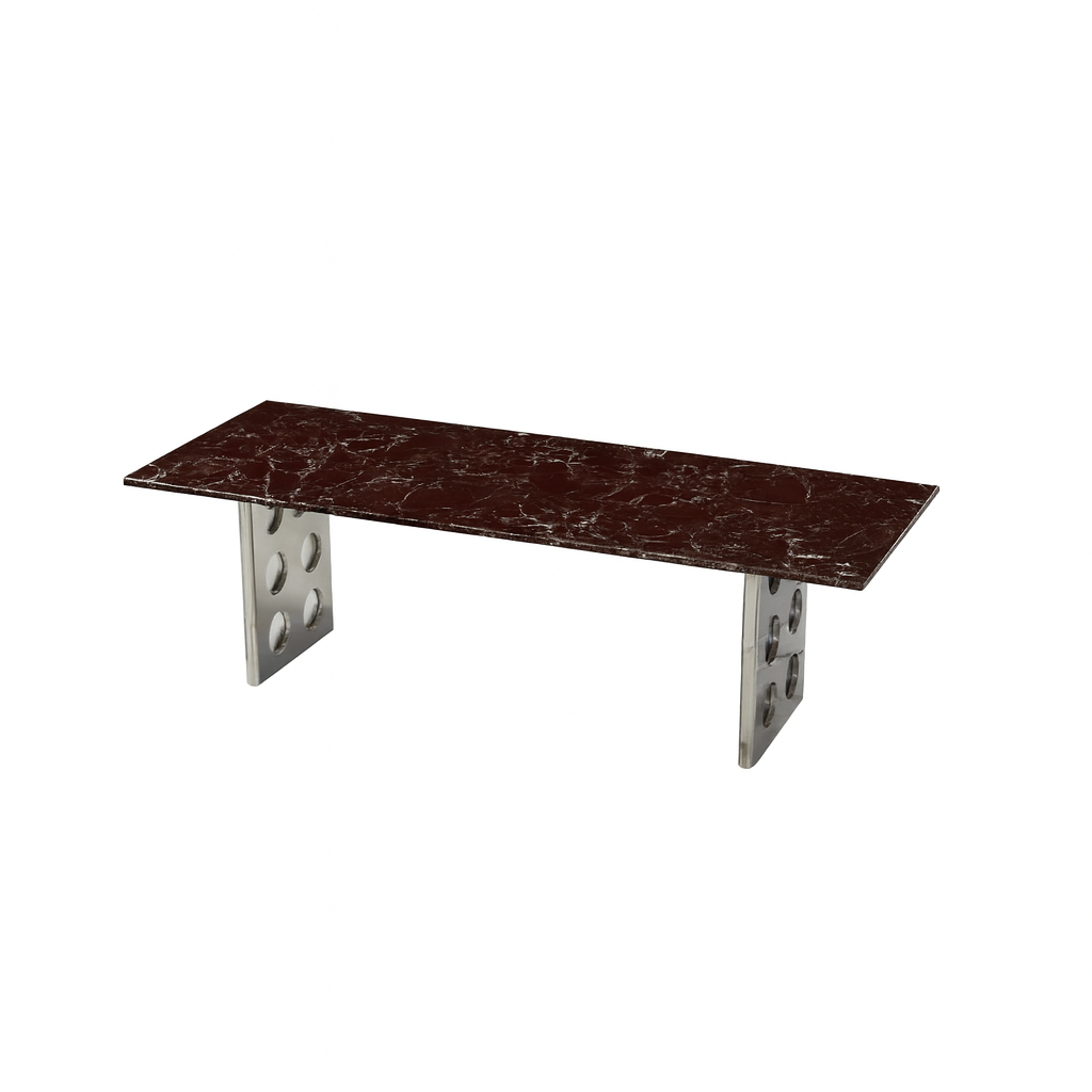 Stealth Grid Marble-Top Dining Table - Double Rectangle